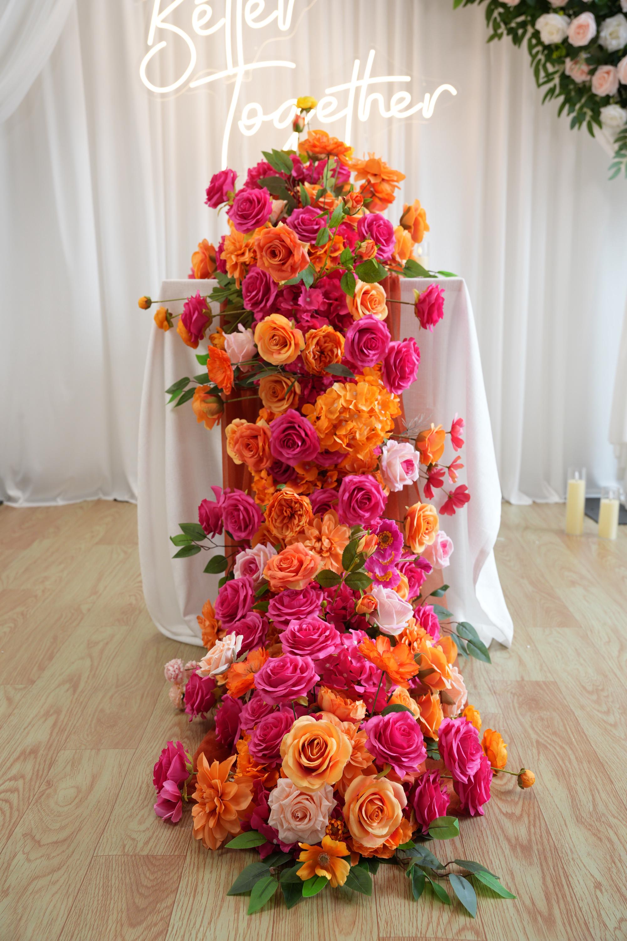 Hot Pink & Orange Floral Table Runner: Wedding Arch Arrangement - Etsy