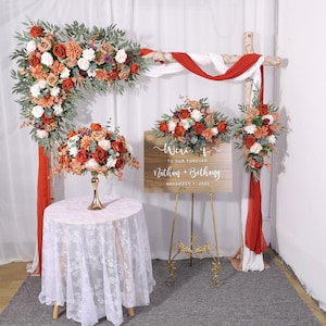Burnt Orange Terracotta Arch Flowers Rust Orange Wedding Flower Swag Fall Wedding Backdrop Artificial Flowers for Autumn Wedding