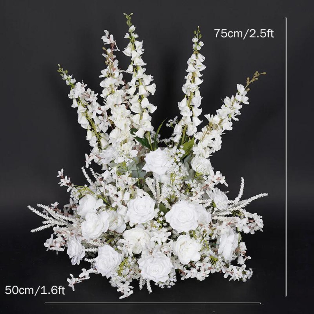 White Silk Rose Aisle Flowers: Wedding Arch Floral Arrangement - Etsy