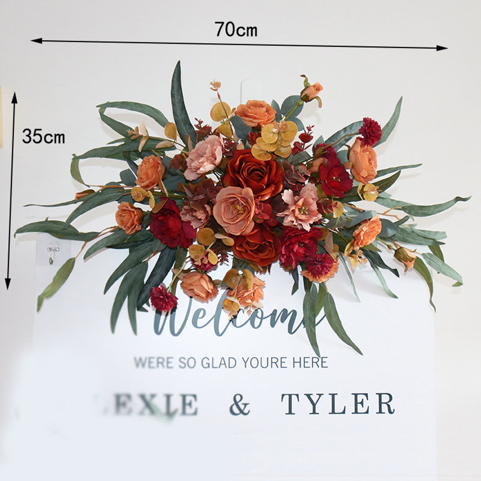 Dark Red Floral Arrangement Archway Burnt Orange Wedding Etsy