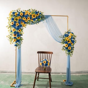 Royal Blue Sunflower Arch Flowers Ceremony Flowers Rustic Wedding Country for Summer Wedding Boho Arbour Gazebo Flowers,Design in Sunflower