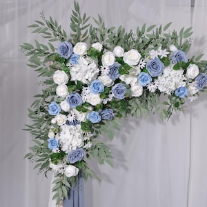 Dusty Blue White Arch Flowers Arrangement Boho Wedding Arch Flowers Faux Flowers Wedding Arrangement Arch Swag Wedding Backdrop Flowers