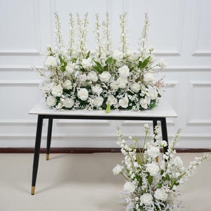 1Pcs White Aisle Flower White Ground Flowers Wedding Decor Floral Arch Wedding Arrangement Artificial Flowers for Wedding Background Props