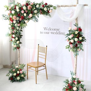 Burgundy Blush Ivory Wedding Flowers Arch Flowers Arrangements Burgundy Flower Artificial Flower ,Support Customized Color Theme Flower Only