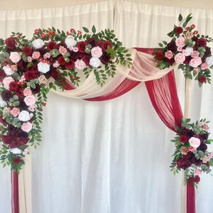 Burgundy Blush Arch Rectangle Flowers Arrangement Archway Flower Corner Swag Party Blush Wedding Backdrop Fall Wedding Events Decor