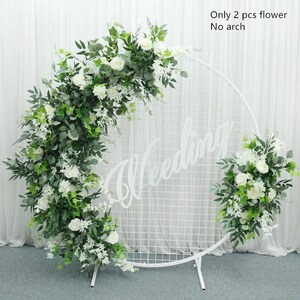 Artificial White Flowers with Green Leaf Plants Arrangement White Rose Wedding Arch Backdrop Floral Decorations for Wedding Birthday Party