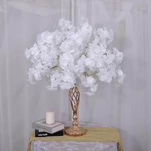 White Cherry Blossom Flower Ball White Rose Flower Centerpiece Fake Silk Flower Ball for Wedding Home Shop Opening Decoration Cherry Flower