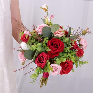 Burgundy Dusty Rose Bridal Bouquet Classic Wedding Bouquet Rustic Boho Flower Bouquet Wedding Flower Flower Bouquet Artificial Flower
