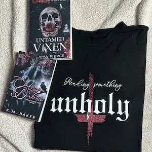 Reading something unholy  | t-shirt  | bookish merch | bookaholic | reader | books | smut | taboo books