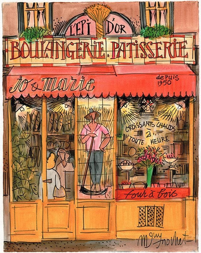 Bakery PARIS Mixed Media Original Painting Guy Nochet | Etsy