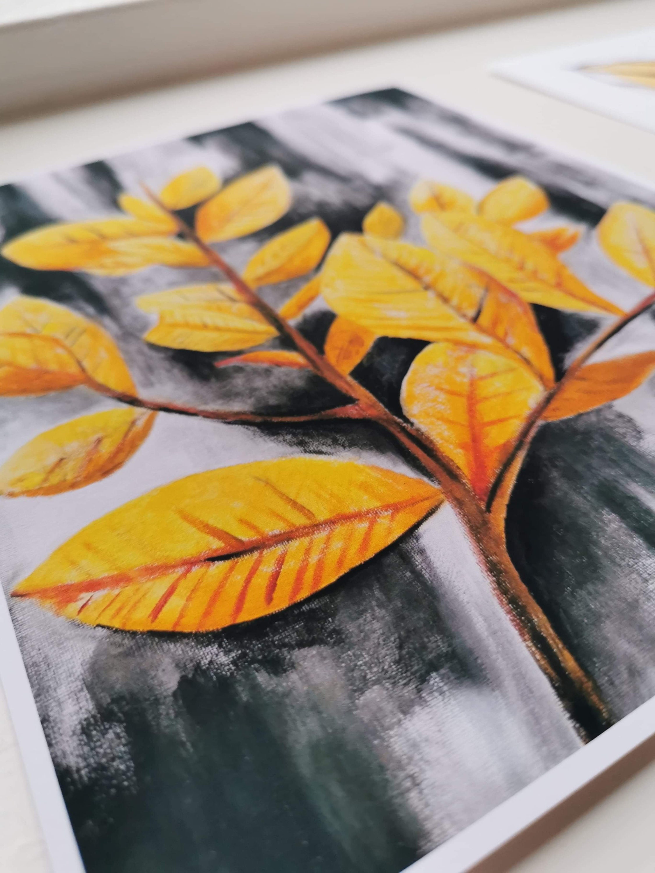 Autumn Leaves Abstract Leaf Art Canvas Painting Digital Etsy