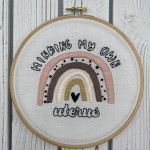 Embroidery Kit, Hoop Art, Embroidery, Pro Choice, Uterus