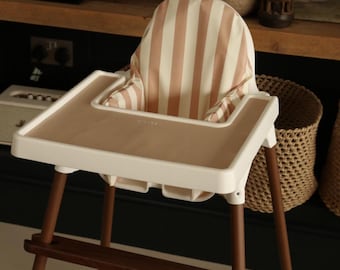 IKEA Antilopハイチェア用拭き取り可能クッション - ビスケットストライプ