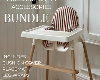Juego completo de accesorios para trona IKEA - Rayas marrones