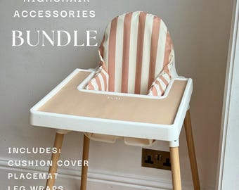 Set completo di accessori IKEA per seggiolone - Stampa a righe color biscotto