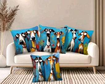 Set of 4 Dog Lover Cushion Covers Pillowcase 45x45cm Living room Modern Decor Sofa Cushion Housewarming Gift  18"x18"