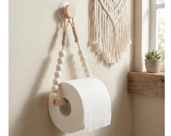 No drill Wooden Toilet Roll Holder Bathroom Accessory Tissue Roll holder Kitchen Towel Wall Hanging Self Adhesive toilet paper holder stand