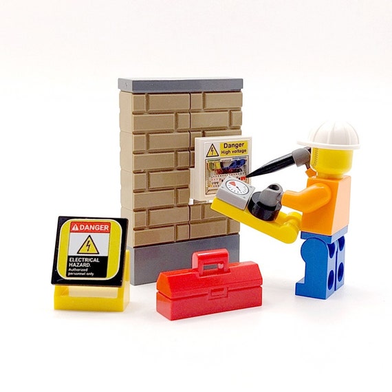 Lego Electrician Minifigure With Toolbox Voltage Tester Tools Etsy