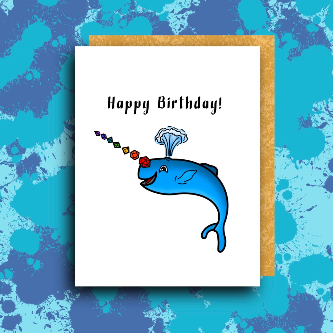 Happy Birthday Dnd Narwhal Birthday Greeting Card Funny - Etsy