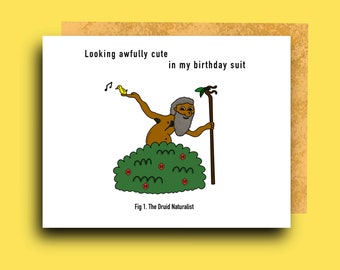Looking Awfully Cute in my Birthday Suit | Druid Naturalist | Birthday Greeting Card Funny | Dungeons and Dragons DnD