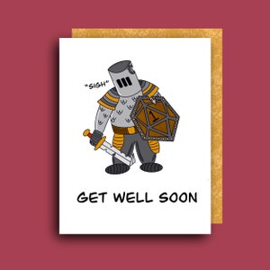 Guérissez bientôt Chevalier | Carte de voeux triste malade | Donjons et Dragons D&D