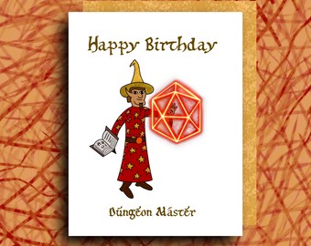 Joyeux anniversaire Dungeon Master | Carte de vœux d’anniversaire drôle | Wizard D20 Magic | Donjons et Dragons DnD