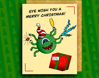 Eye Wish You A Merry Christmas Beholder! | Christmas Holiday Greeting Card | Dungeons and Dragons DnD