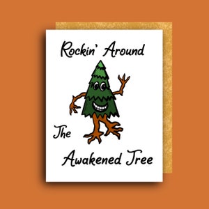 Rockin autour de l'arbre éveillé | Carte de Noël de vacances drôle | Donjons et Dragons D&D