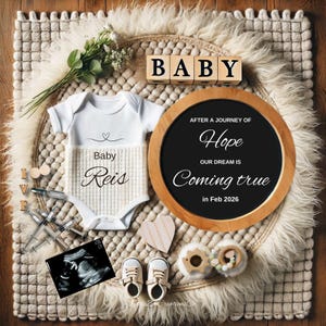 IVF Pregnancy Announcement, IVF Journey Baby Announcement, Editable for Social Media and Print