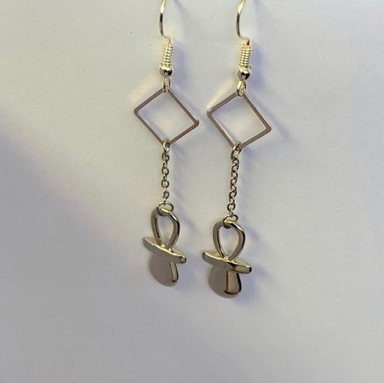 Stainless steel baby dummy earrings baby soother earrings Etsy