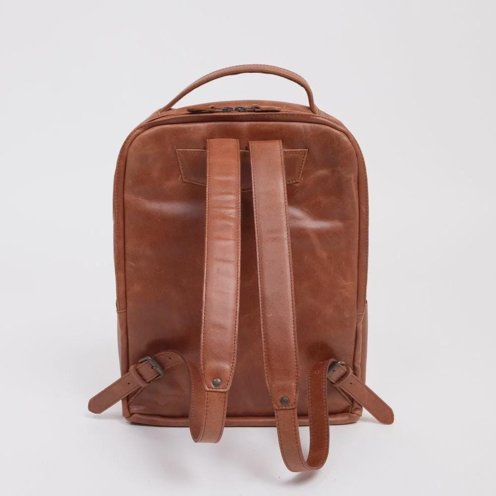 Leather Backpack With 14-inch Laptop Compartment, Business  display picture 1