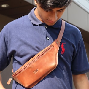 Sac banane en cuir fait main, sac ceinture marron en cuir véritable, sac bandoulière pour homme, sac banane style vintage, sac bandoulière unisexe