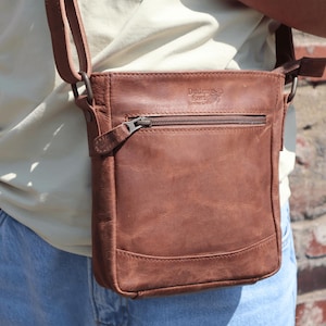 Leather shoulder bag, men&#39;s crossbody bag, small leather bag brown, vintage shoulder bag genuine leather, handmade leather bag, gift idea