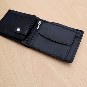 Cartera para hombre de piel auténtica flor con monedero — Marrón o negra — Idea de regalo