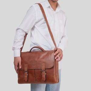 Messenger bag briefcase men women 15″ laptop bag A4 business bag messenger bag vintage shoulder bag crazy horse leather handmade retro