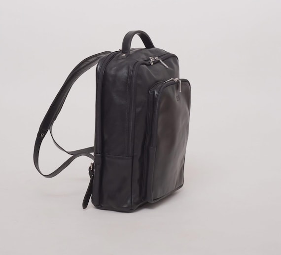 Leather Backpack With 14-inch Laptop Compartment, Business  display picture 2