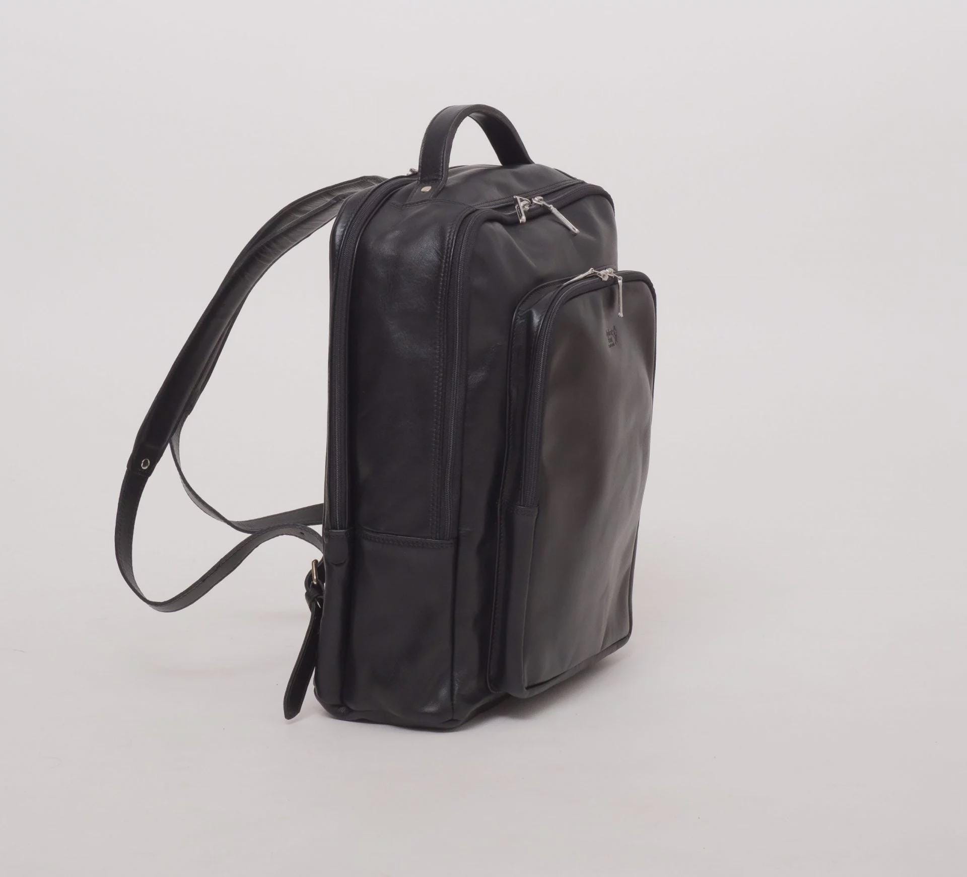 Leather Backpack With 14-inch Laptop Compartment, Business 