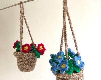 Crocheted hanging flower pot