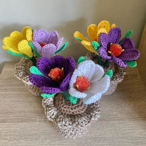 Crocuses - crocheted  (Pot sold Separately)