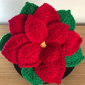 Crochet Pattern -Christmas Poinsettia in Pot