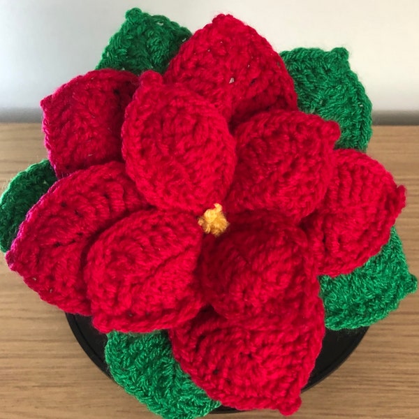Crochet Pattern -Christmas Poinsettia in Pot