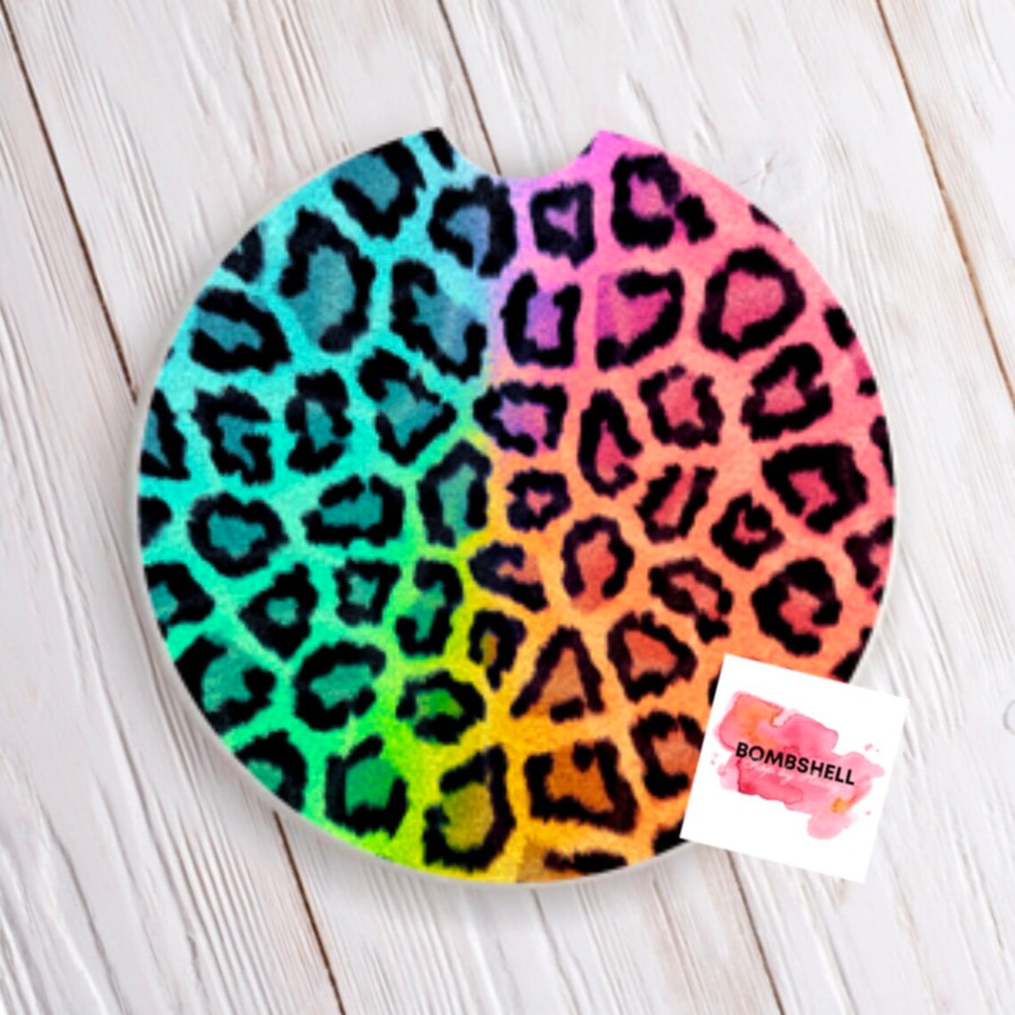 Leopard Print Car Coasters Set of 2 Etsy