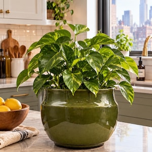 Ceramic Cachepot Planter 10x7.5 | Frost Resistant Indoor Outdoor Pot | Heavy Duty Decorative Flower Container | Made in Vietnam