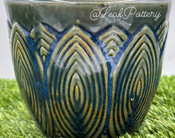 Viridian Blue/Green Ceramic Planter Pot/ Planters and Pots/ Gift for her/Gift for him/Plant Lovers/Birthday Gift