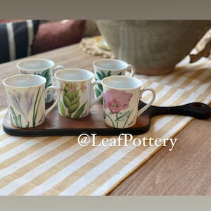 Set of 5 vintage Horchow Collection botanical herb and seed porcelain mugs/Vintage Mugs/Porcelain Mugs/Coffee Mugs/Coffee Cup/Tea Mug
