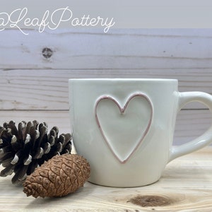 Pink Heart White Ceramic 24oz Mug/ Birthday Gift/ Gift for her/ Gift for him/ Coffee Lovers