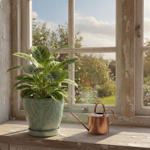 6" Aqua Ceramic Barrel Planter with Attached Saucer and Drainage Hole, Textured Teal Indoor Outdoor Flower Pot, Decorative Leaf Pattern Pot