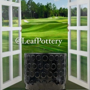 Polka Dot (MD) Black Ceramic Planter Pot with Saucer Attached/ Planters and pots/Gift for her/Gift for him/ Plant Lovers/Ceramic Planters