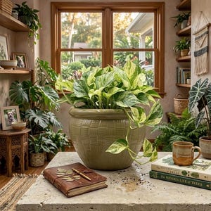 Olive Green Woven Ceramic Planter with Drainage, 9-Inch Round Clay Pot for Indoor Outdoor Plants, Large Boho Basket Weave Macetero, Planters