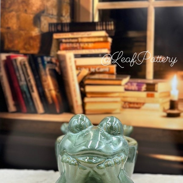 Sabrina The Frog Green Ceramic Planter Pot/ Planters and Pots/ Birthday Gift/ Gift for her/ Gift for him/Plant Lovers